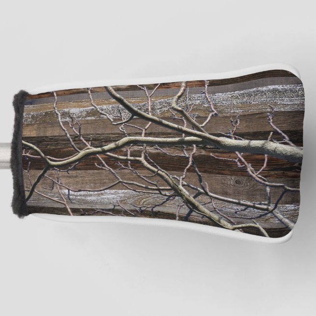 Reclaimed Wood Rustic Barn Board Tree Branch Golf Head Cover (Front)