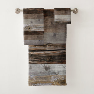 Reclaimed Wood Rustic Barn Board Vintage Wood Bath Towel Set
