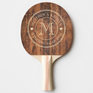 Reclaimed Wood Wedding Monogram Heart Ping Pong Paddle