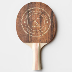 Reclaimed Wood Wedding Monogram Ping Pong Paddle