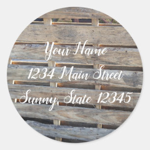 Reclaimed Wooden Pallet Address Classic Round Sticker