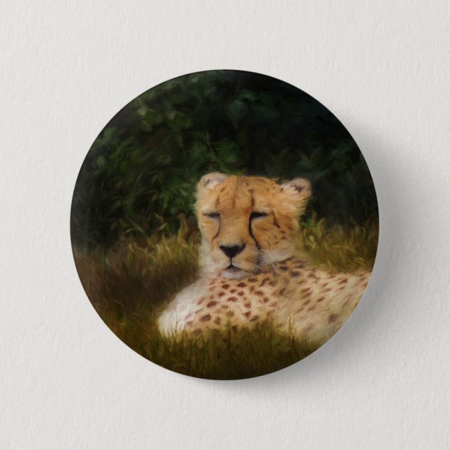 Reclining Cheetah at Fossil Rim Wildlife Centre 6 Cm Round Badge (Front)