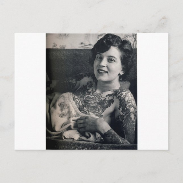 Reclining Tattooed Lady Postcard (Front)