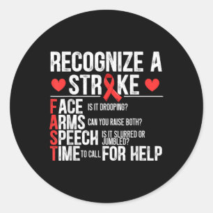 Recognise A Stroke Awareness Brain Attack I Wear R Classic Round Sticker