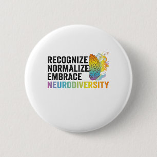 Recognise Normalise Embrace Neurodiversity ADHD 6 Cm Round Badge