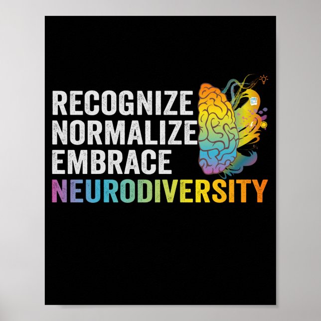 Recognise Normalise Embrace Neurodiversity ADHD Poster (Front)