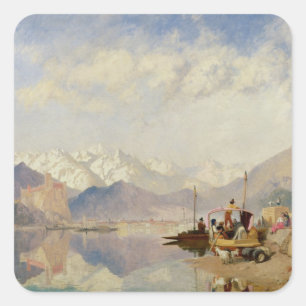 Recollections of the Lago Maggiore, Market Day at Square Sticker