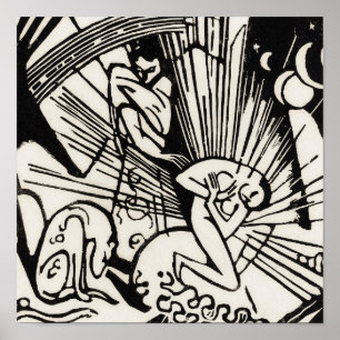 Reconciliation by Franz Marc Famous Woodcut Poster