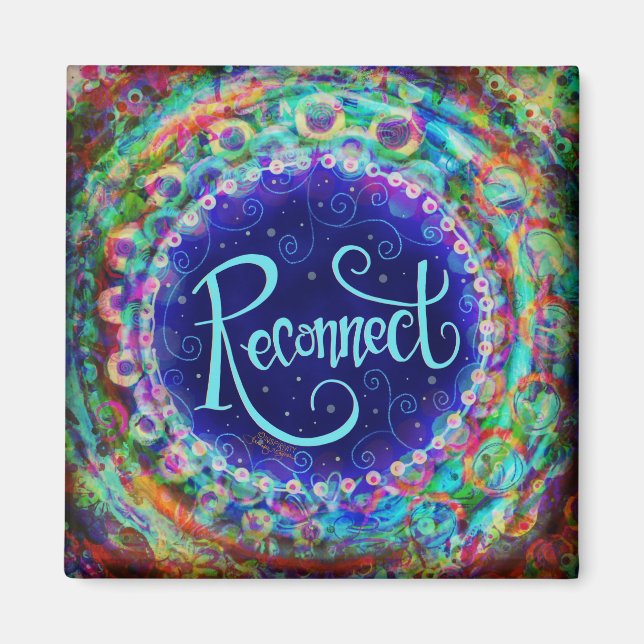 Reconnect Pretty Blue Trendy ONE WORD Inspirivity Magnet (Front)