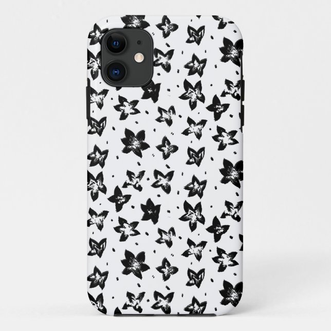 Reconstructed Floral Pattern - Achromatic Goth Case-Mate iPhone Case (Back)