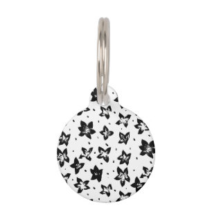 Reconstructed Floral Pattern - Achromatic Goth Pet Tag