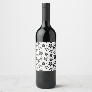Reconstructed Floral Pattern - Achromatic Goth Wine Label