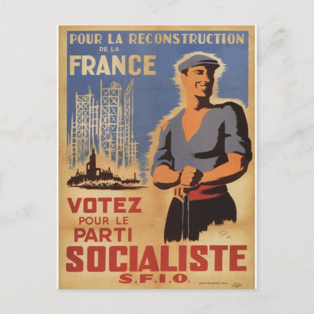 Reconstruction of France Propaganda Poster Postcard (Front)