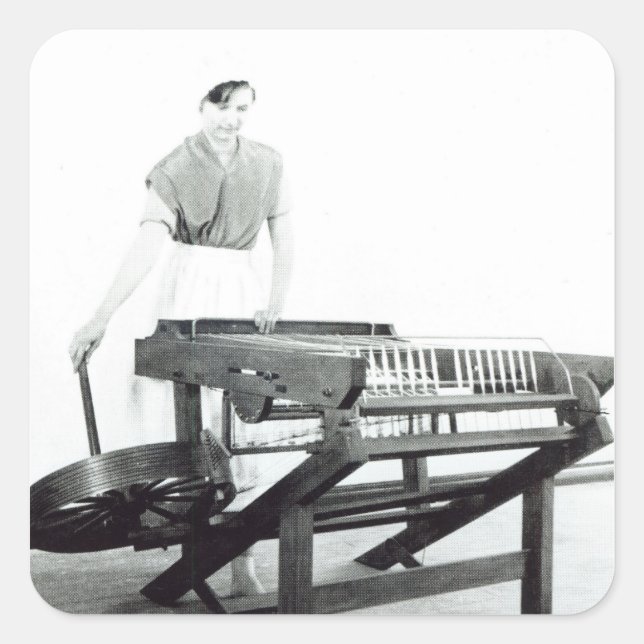 Reconstruction of Hargreaves's 'Spinning Jenny' Square Sticker (Front)