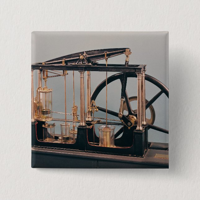 Reconstruction of James Watt's steam engine 15 Cm Square Badge (Front)