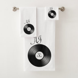 Record Album Monogrammed Bath Towel Set