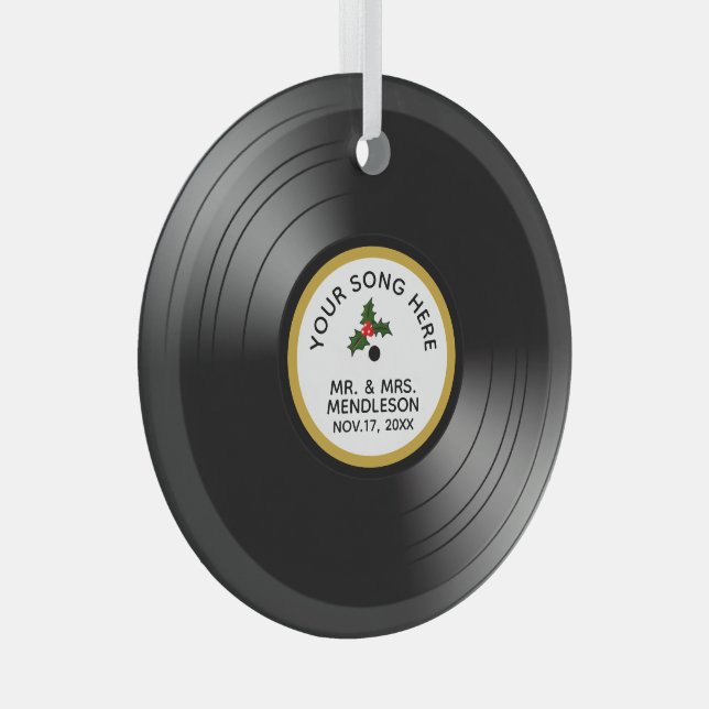 Record Album Personalised Christmas Ceramic Orname Glass Tree Decoration (Front Right)
