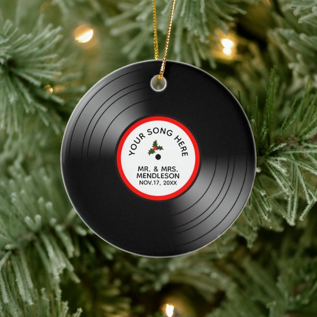 Record Album Personalized Christmas Ceramic Tree Decoration (Tree)