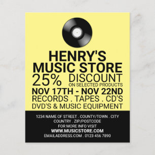 Record Logo, Music Store Advertising Flyer