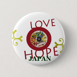 Record of Leaves LOVE HOPE JAPAN Flag pin back