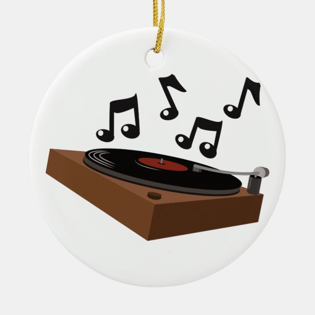 Record Player Ceramic Tree Decoration (Front)