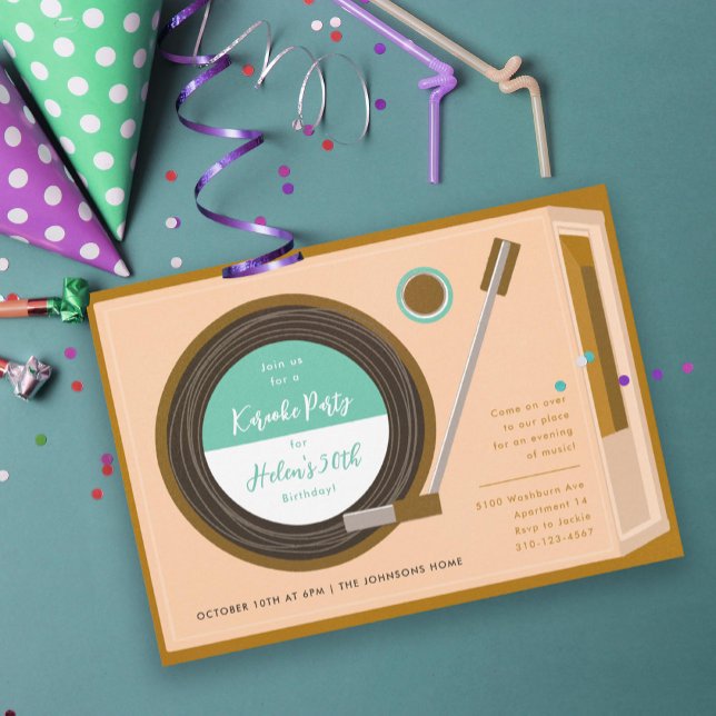 Record Player Music Birthday Party Invitation (Creator Uploaded)