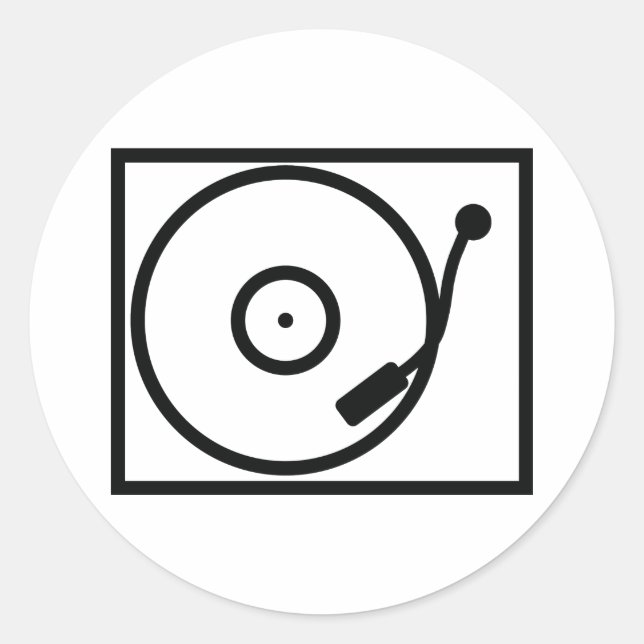 record player turntable icon classic round sticker (Front)