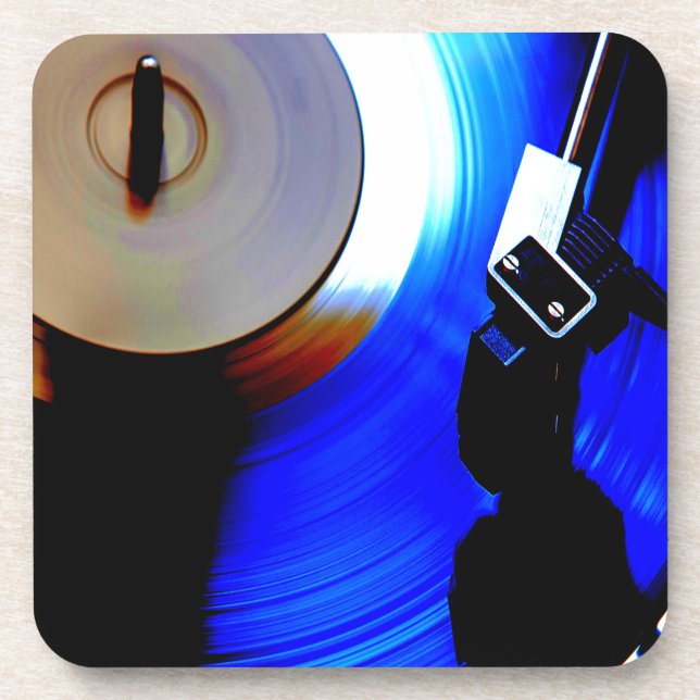Record Playing Music Lover Coaster (Front)
