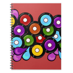 Record Romp Fun Music Pattern Art Spiral Notebook