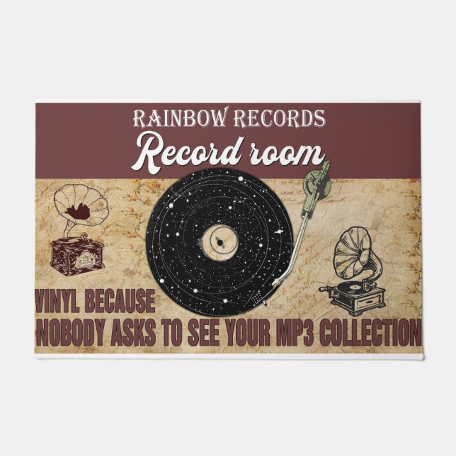  Record Room Decor Rug, Retro Vibes Doormat (Front)