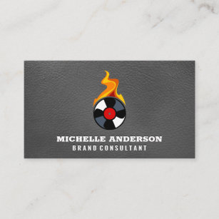 Record Vinyl Flame   Leather Background Business Card