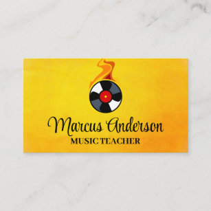 Record Vinyl Flame Logo   Music Business Card