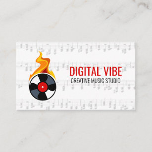 Record Vinyl Flame   Musical Notes Business Card