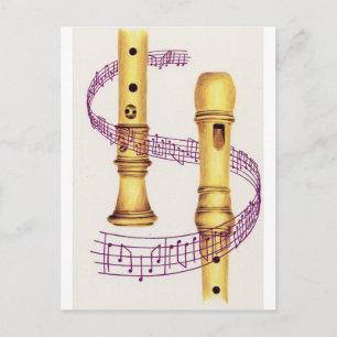 Recorder and Music Postcard