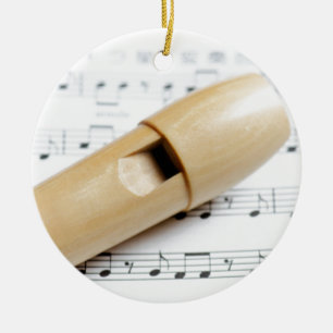 Recorder And Sheet Music Ceramic Tree Decoration