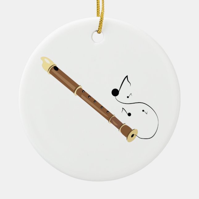 Recorder Flute Ceramic Tree Decoration (Front)