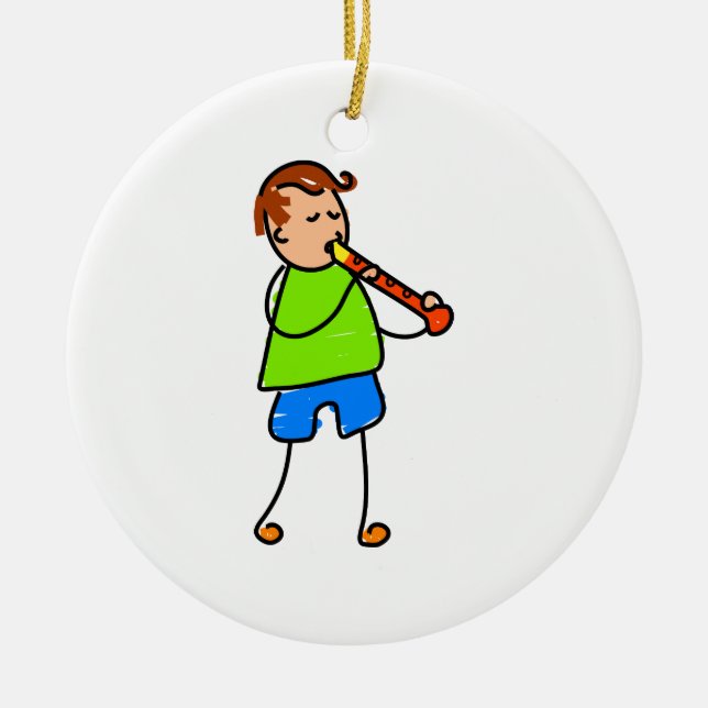 Recorder Kid Ceramic Tree Decoration (Front)