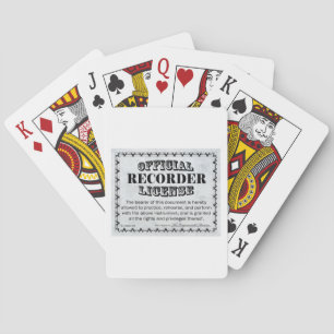 Recorder License Playing Cards