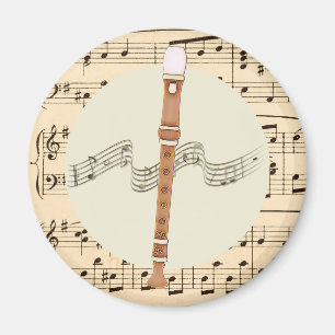 Recorder Musical Instrument and Sheet Music Magnet