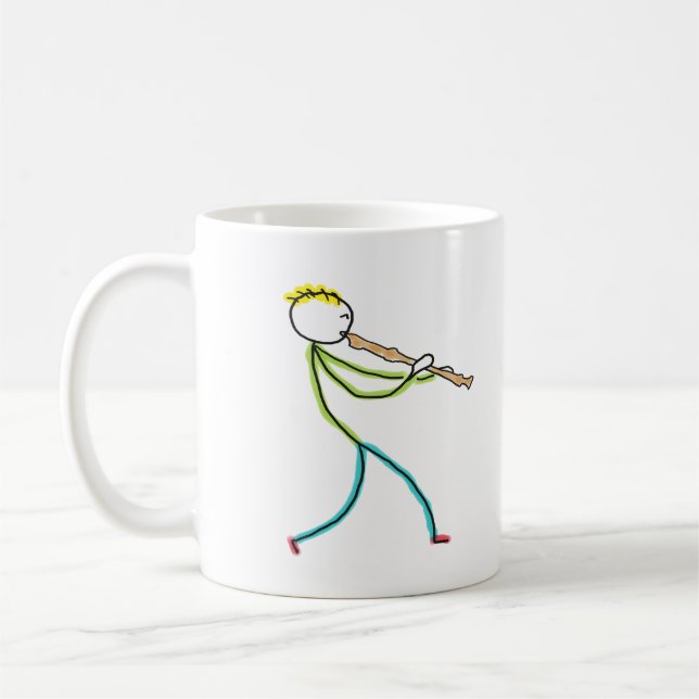 Recorder Playing Stickman Coffee Mug (Left)
