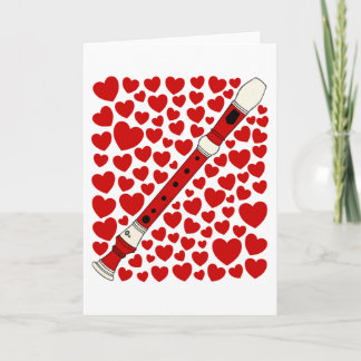 Recorder With Hearts Valentines Anniversary Card