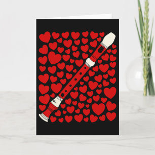 Recorder With Hearts, Valentines Music Teacher Wed Card