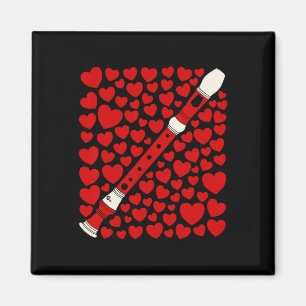 Recorder With Hearts, Valentines Music Teacher Wed Magnet