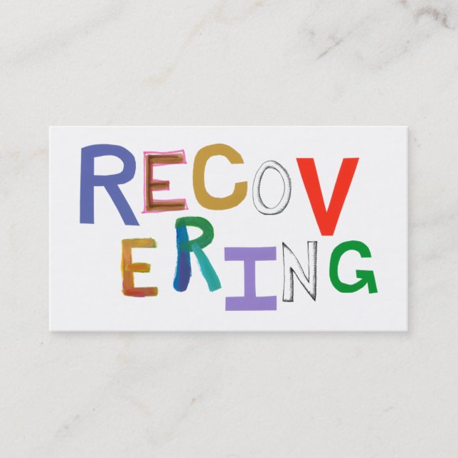 Recovering healing new beginning funky word art business card (Front)