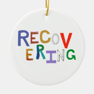 Recovering healing new beginning funky word art ceramic tree decoration