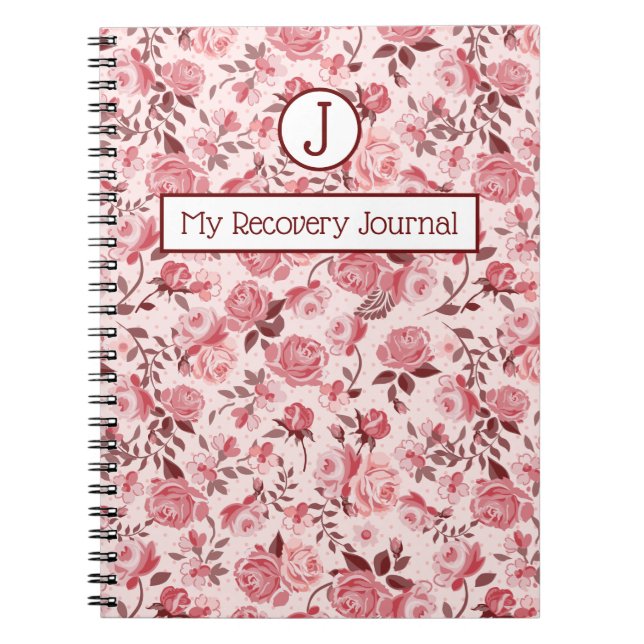 Recovery Journal Pink Roses Notebook (Front)
