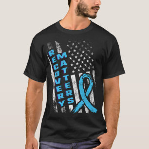 Recovery Matters, USA American Flag, Blue Ribbon, T-Shirt