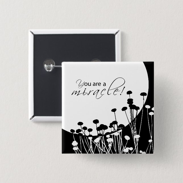 Recovery Miracle, Black and White 15 Cm Square Badge (Front & Back)