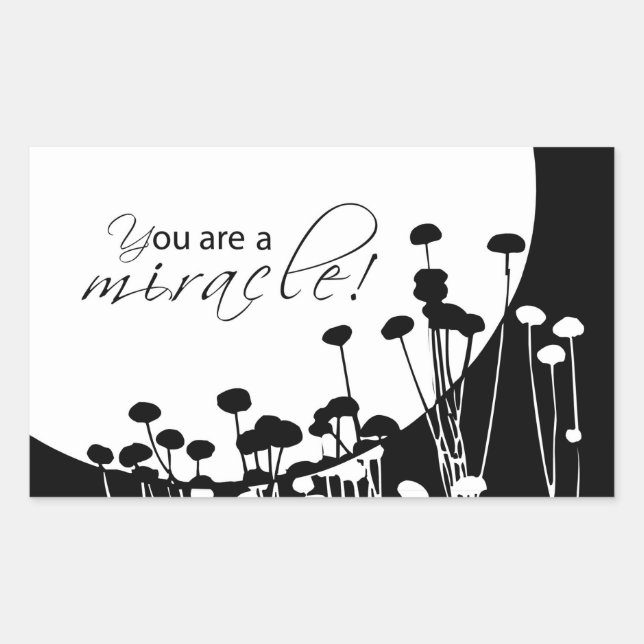 Recovery Miracle, Black and White Rectangular Sticker (Front)