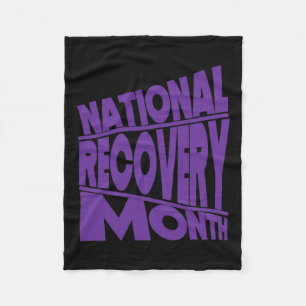 Recovery Month Purple Typography Design  Fleece Blanket